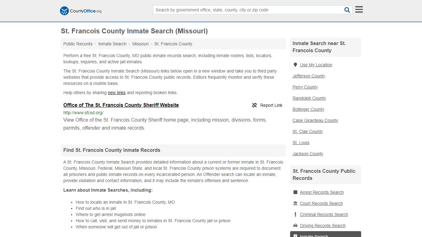 St. Francois County Inmate Search (Missouri) - County Office